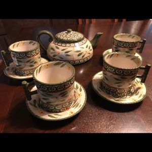 Temp-rations old world tea set in green